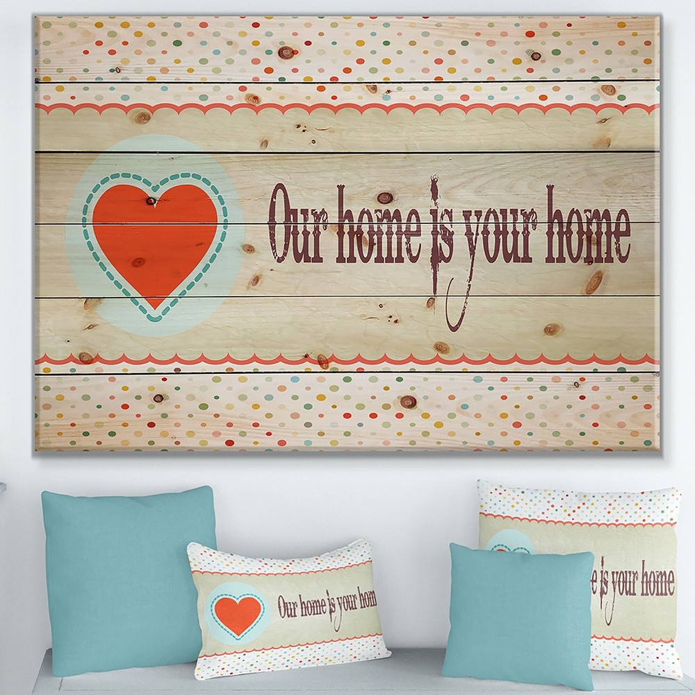 Designart 'Our home is your home. Vintage Heart' Textual  Small