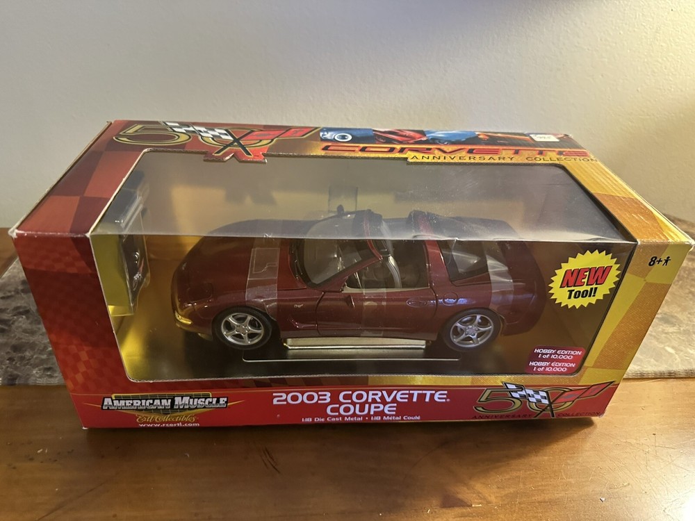American Muscle Corvette Collection 2003 Corvette Coupe 1/18 RED DIECAST CAR