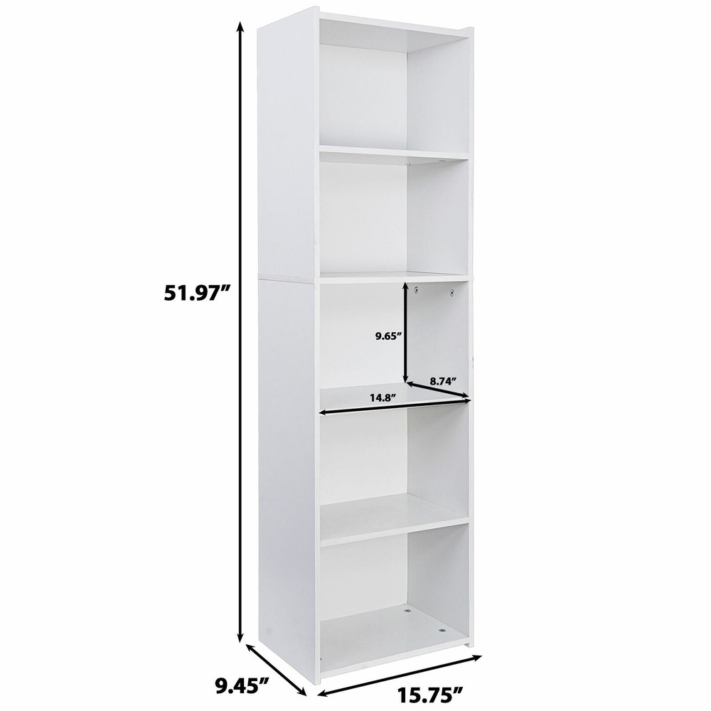 5 Tier Bookcase Bookshelf Display Rack Storage Shelves Shelving Unit Indoor