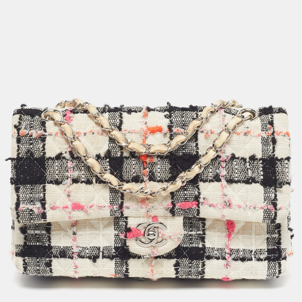 Chanel Classic Double Medium Multicolor Quilted Tweed Flap Bag