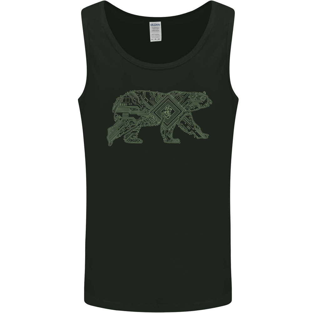 Grizzly Bear Circuit Board Mens Vest Tank Top