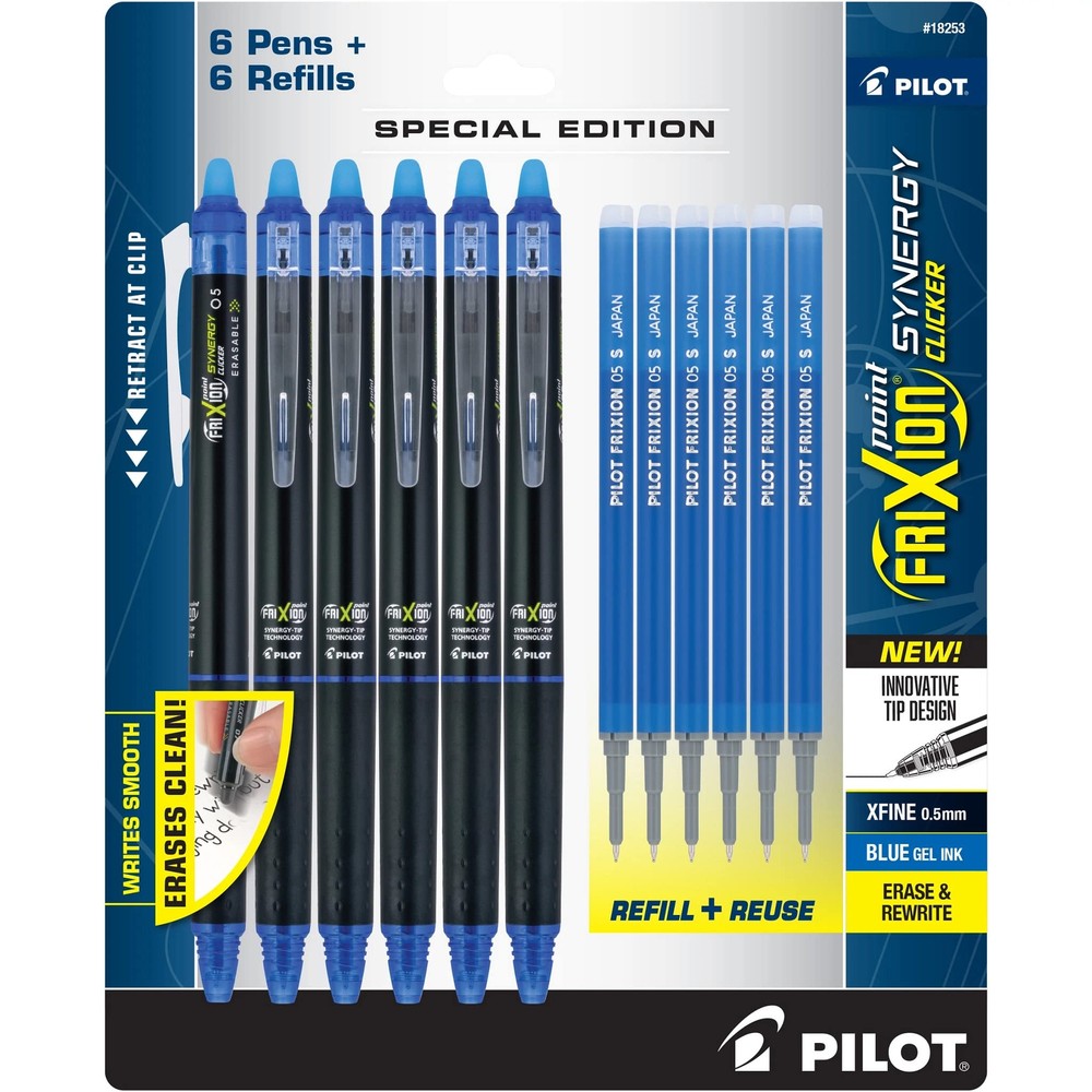 PILOT Frixion Synergy Clicker Erasable Pens, Retractable and Refillable, 0.5m...