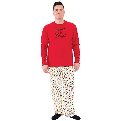 Merry And Bright Unisex Holiday Pajamas in Red for Men Small - Touched by Nature