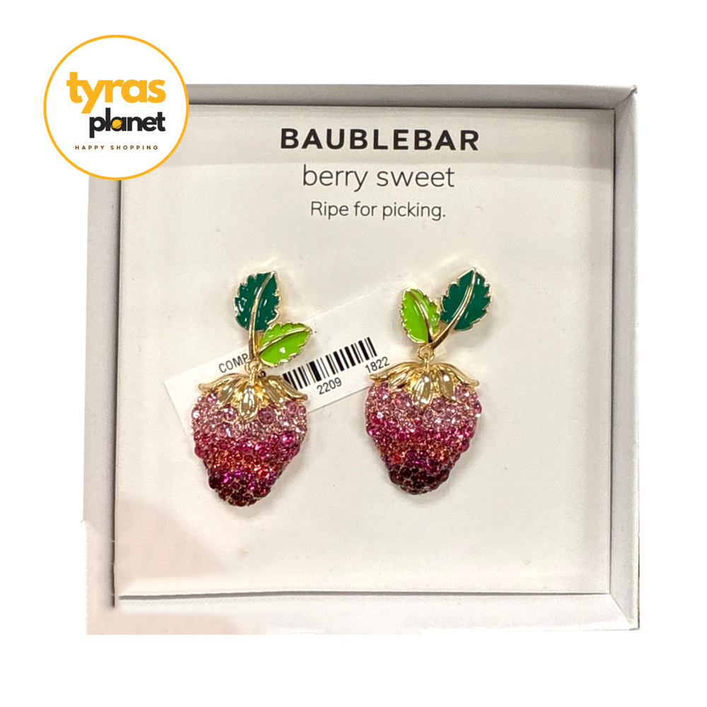 BAUBLEBAR Pink Crystal Strawberry Drop Dangle Earrings - New In Box