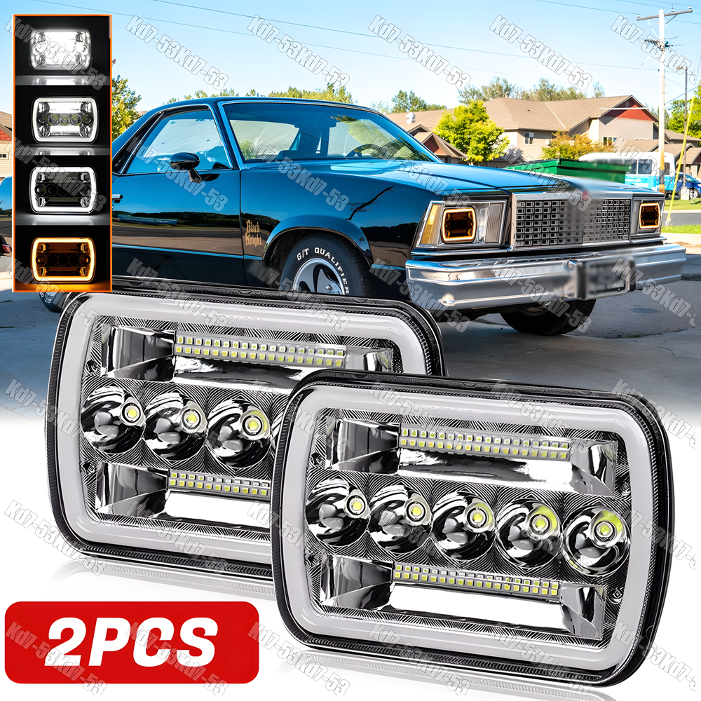7x6 5x7 LED Headlights with DRL for 1978-1981 Chevy El Camino & Classic LUV Truck