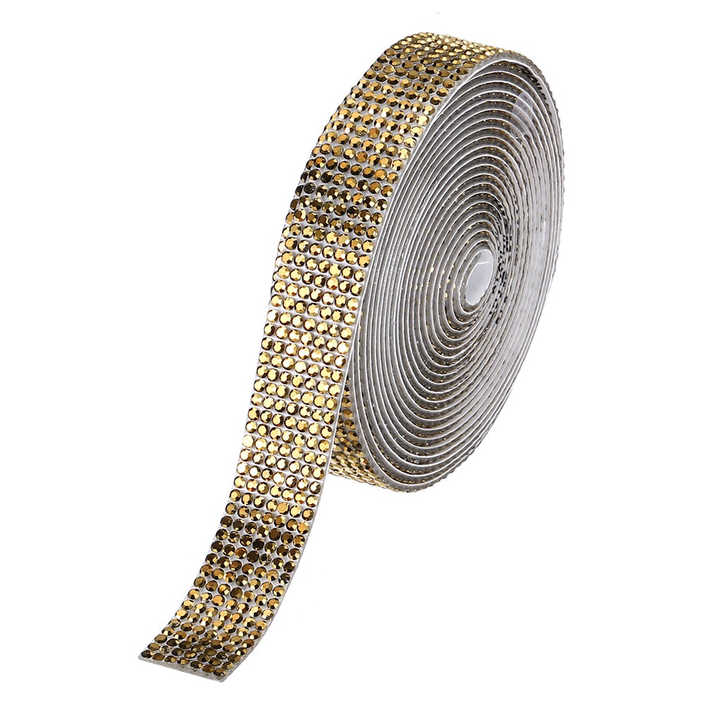 0.6 Inch Self Adhesive Rhinestone Strips 3 Yard for Crafts,Gold