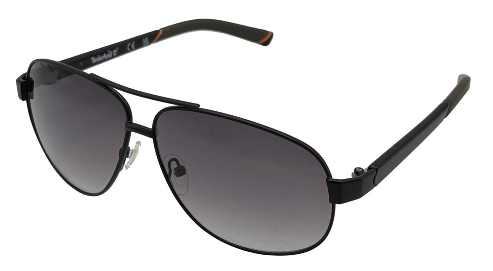 Timberland Sunglass Mens Black Metal Aviator Smoke Gradient Lens TB7095 2B