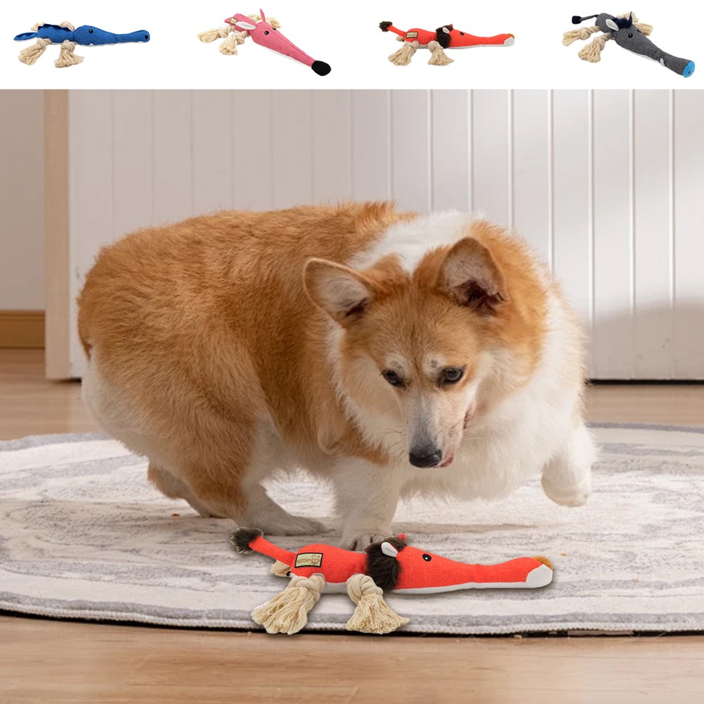 Dog Squeaky Toy Dogs Chew Toy Puppy Teeth Cleaning Toy Knotted Rope Design