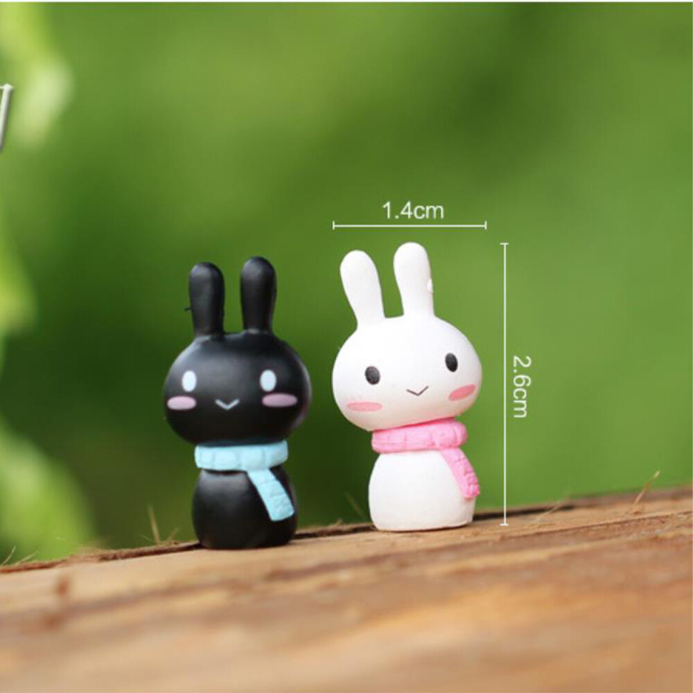 10 PCS Miniature Rabbit Figure Resin Rabbit Statue Garden Cake Decoration