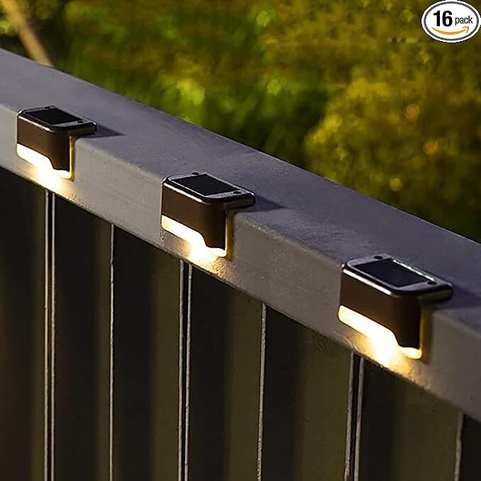 SOLPEX 16 Pack Solar Deck Lights Waterproof LED Outdoor Step Lights