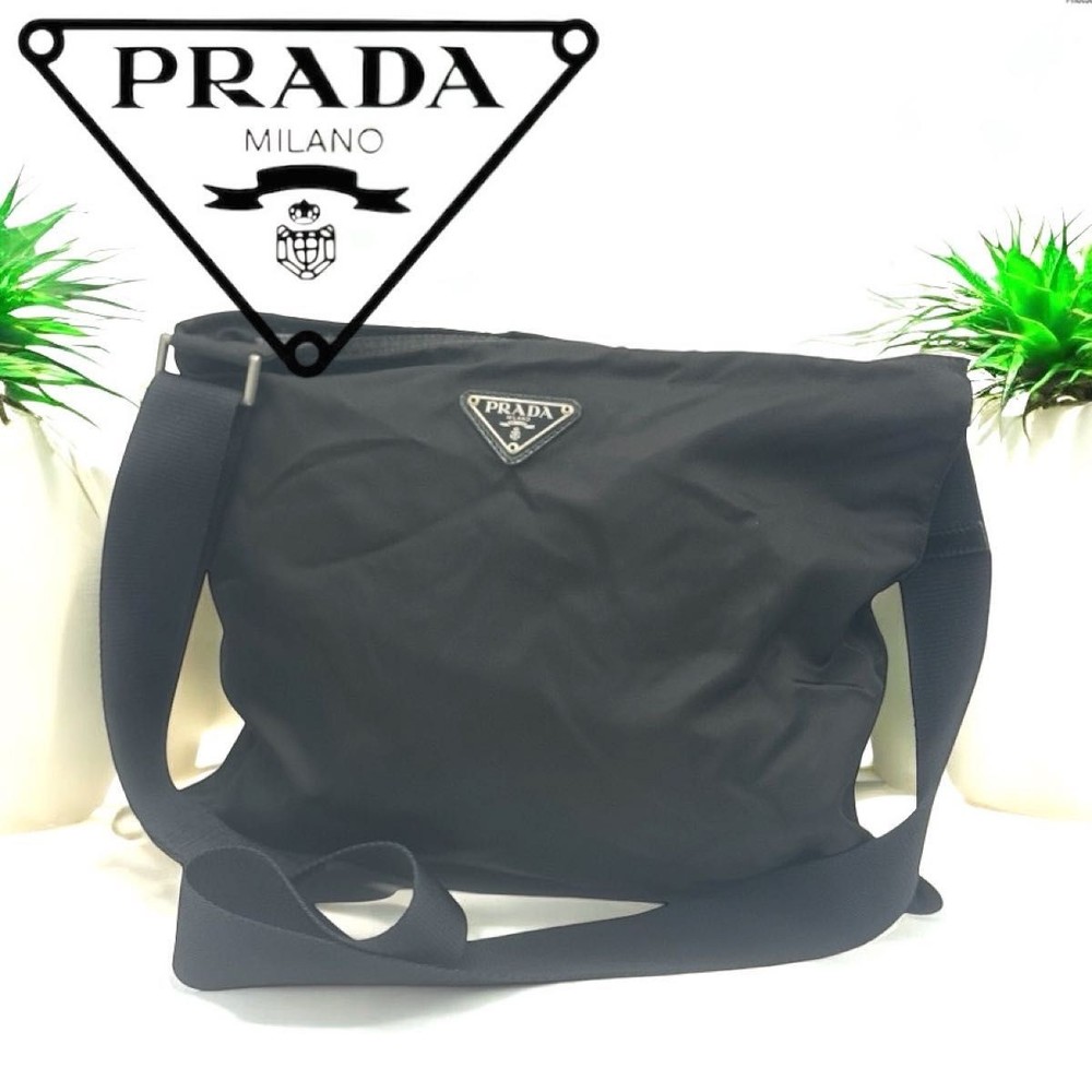 RARE PRADA Black Nylon Shoulder Bag Crossbody Vintage