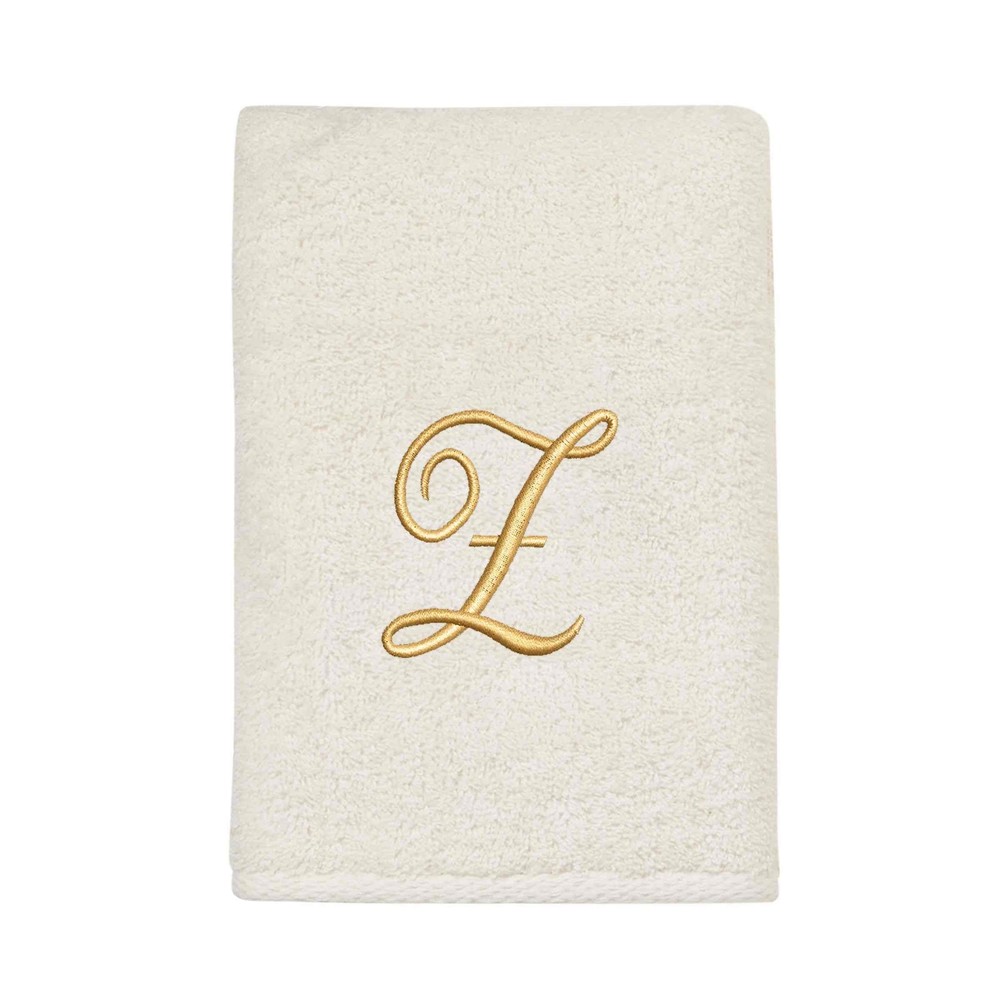 Avanti Linens Ivory Gold Script Monogrammed Hand Towel Letter Z