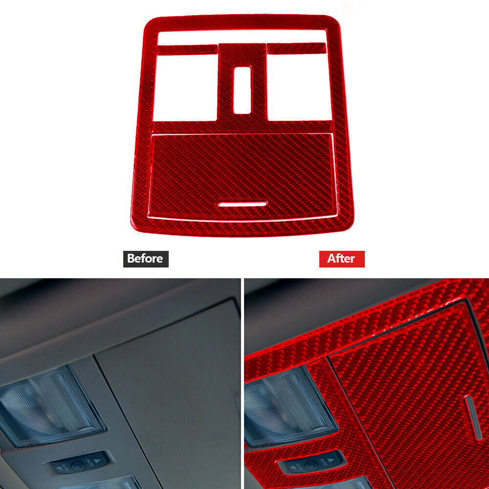 5x Red Carbon Fiber Overhead Console Panel Cover Trim For Chrysler 300 2005-2007