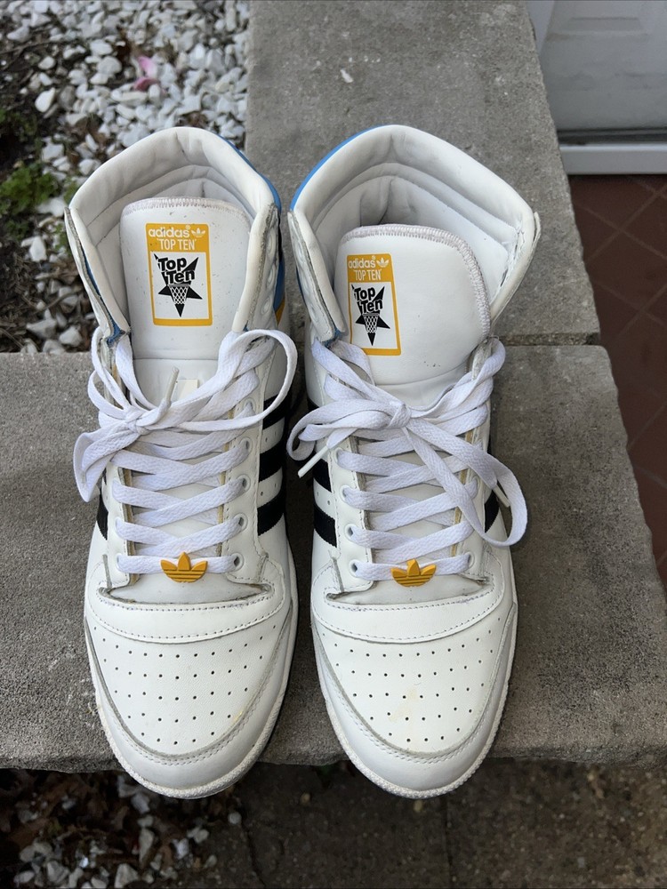 Size 13 - adidas Top Ten High White Blue Gold