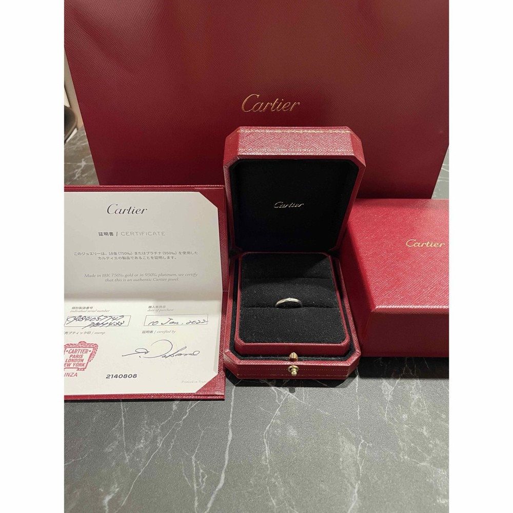 Auth Cartier Ballerine Ring PT950 Platinum Diamond Size 47 w/ Cert