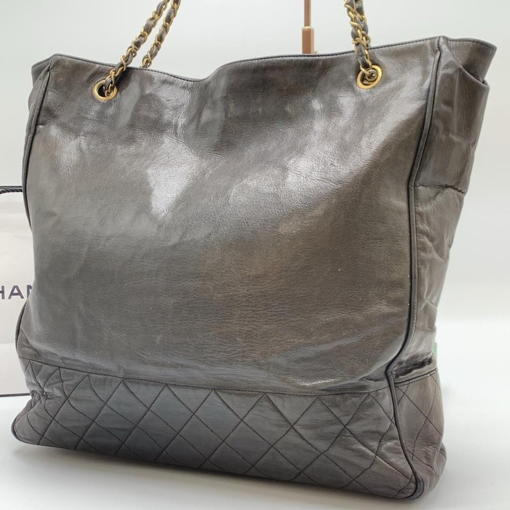 Chanel Black Matelasse Leather Chain Tote Shoulder Bag