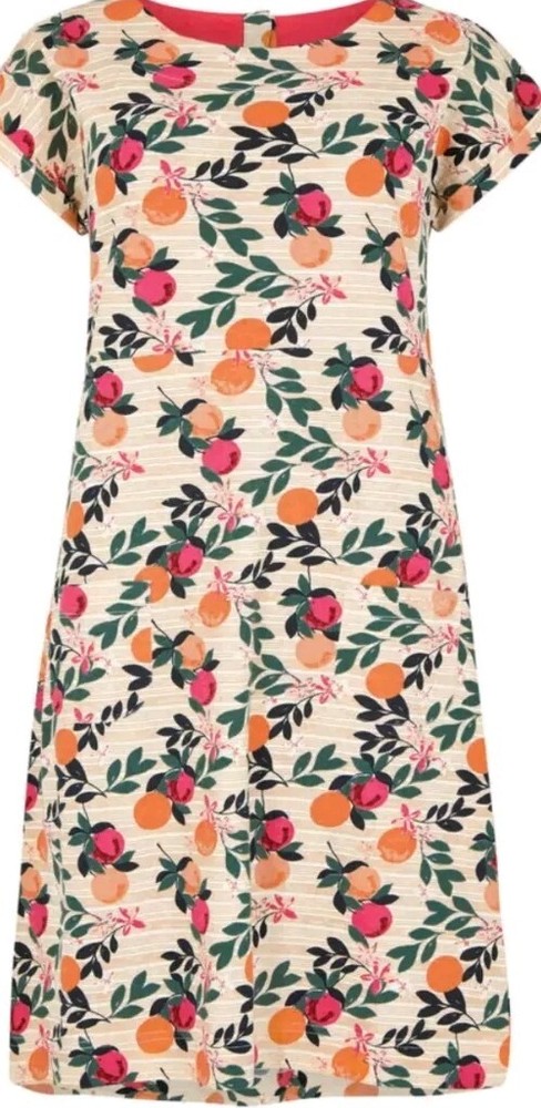 ウェアード フィッシュ レディース シトラス フルーツ プリント ポケット チュニック ドレス サイズ 10 新品 (ref 31)