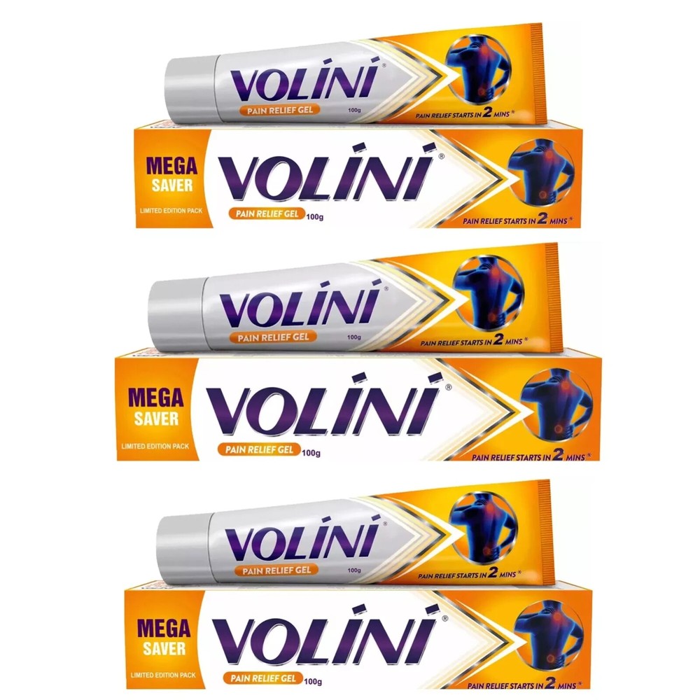 3 X Volini Gel for Pain Relief (100g each) ORIGINAL VOLINI GEL Long Expiry