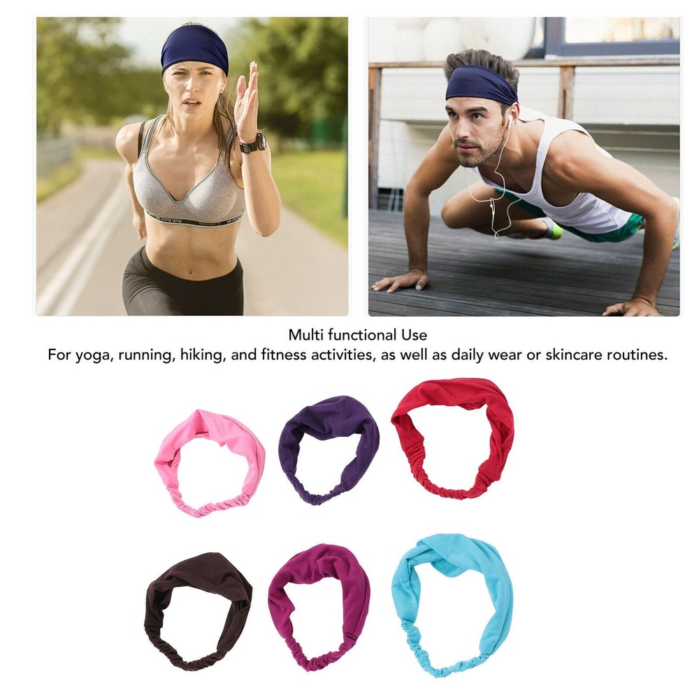 6pcs Fashion Sports Headbands Elastic Non Slip Breathable Soft Yoga Workout