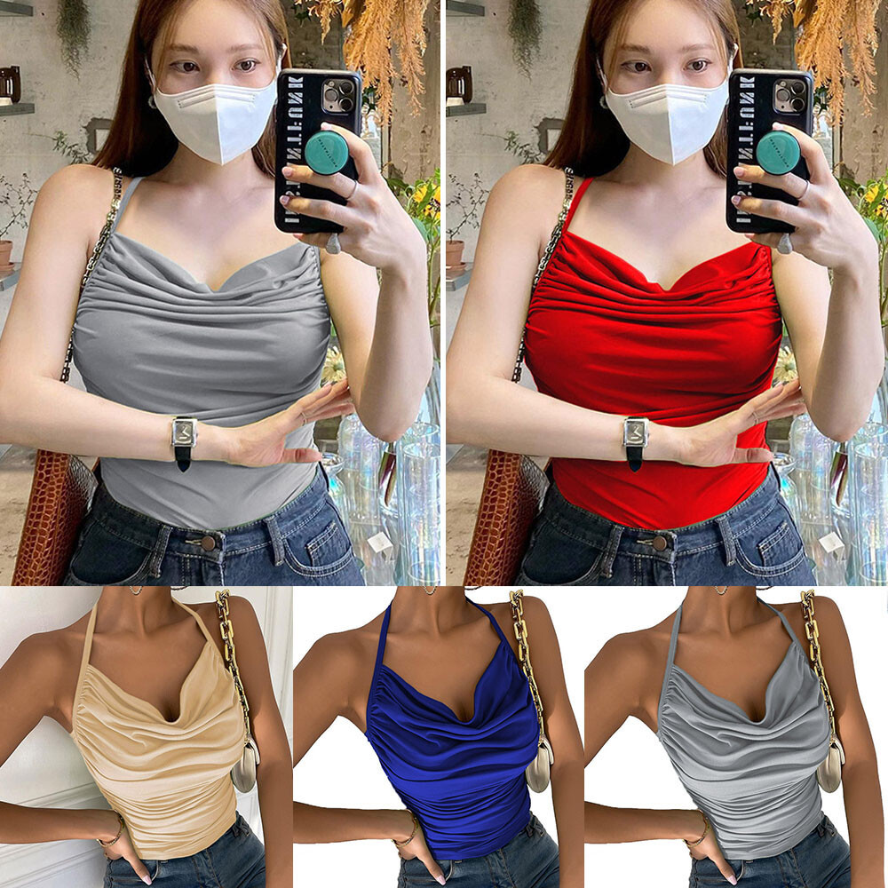 Sexy Women Bandeau Halter Cami Vest Tank Tops Summer Club Party T-Shirt Blouse