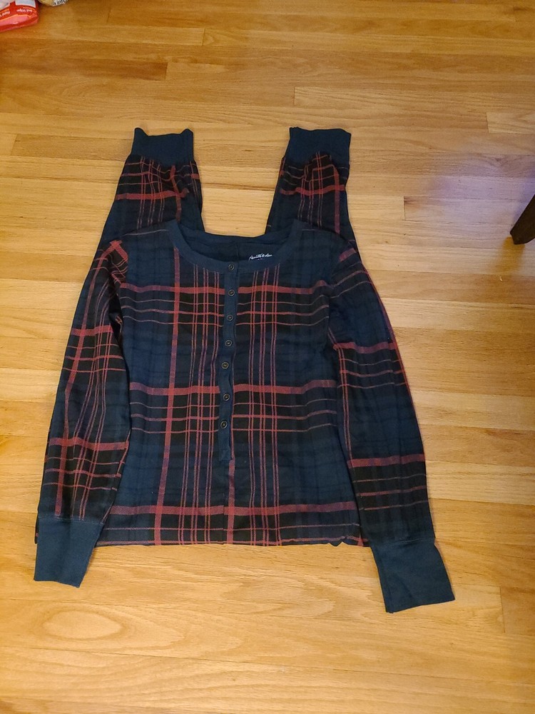 Hearth & Hand Magnolia Blue Red Plaid Pajamas with Butt Flap Size L