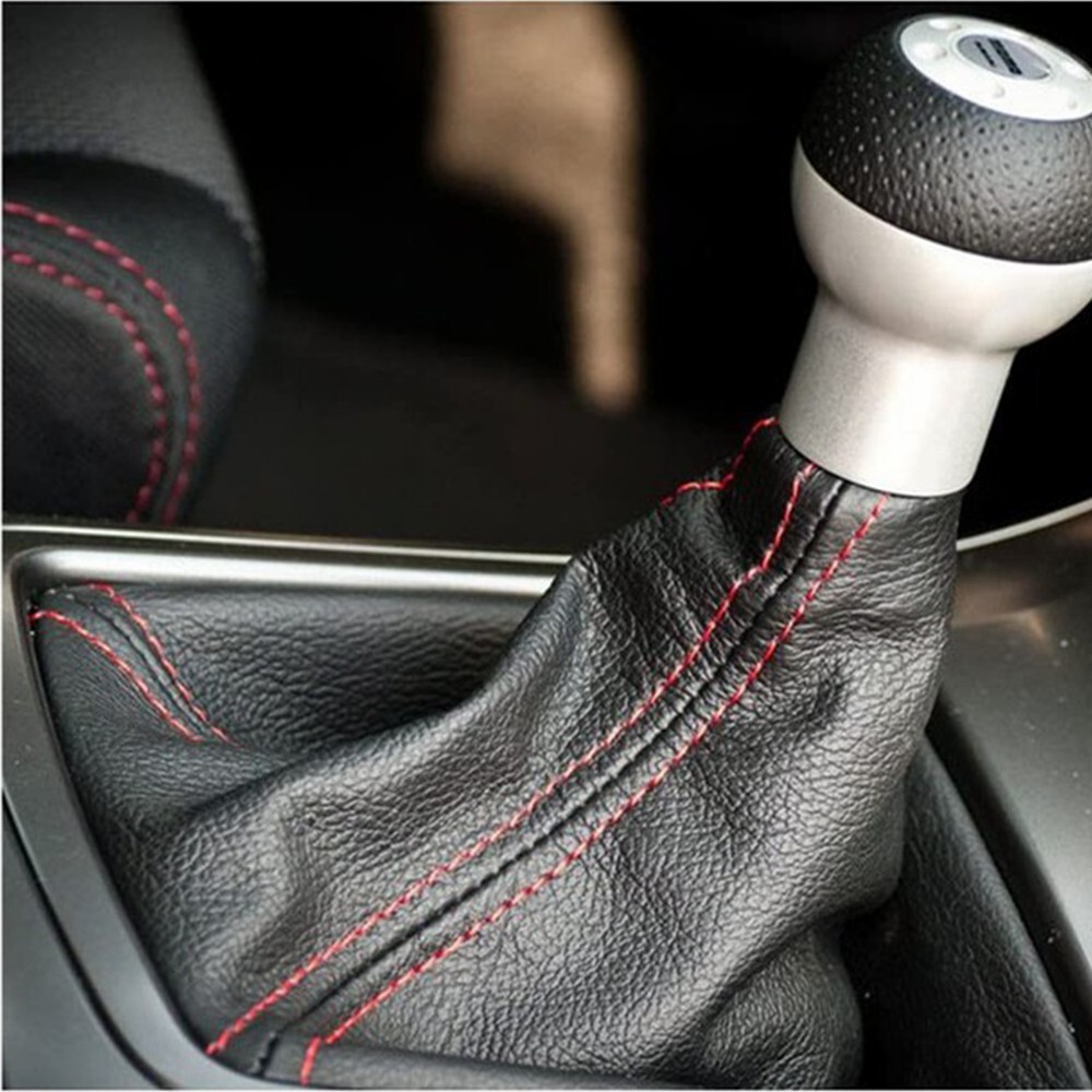 Black PVC Manual or Auto Stitch Leather Gear Shift Knob Boot Cover