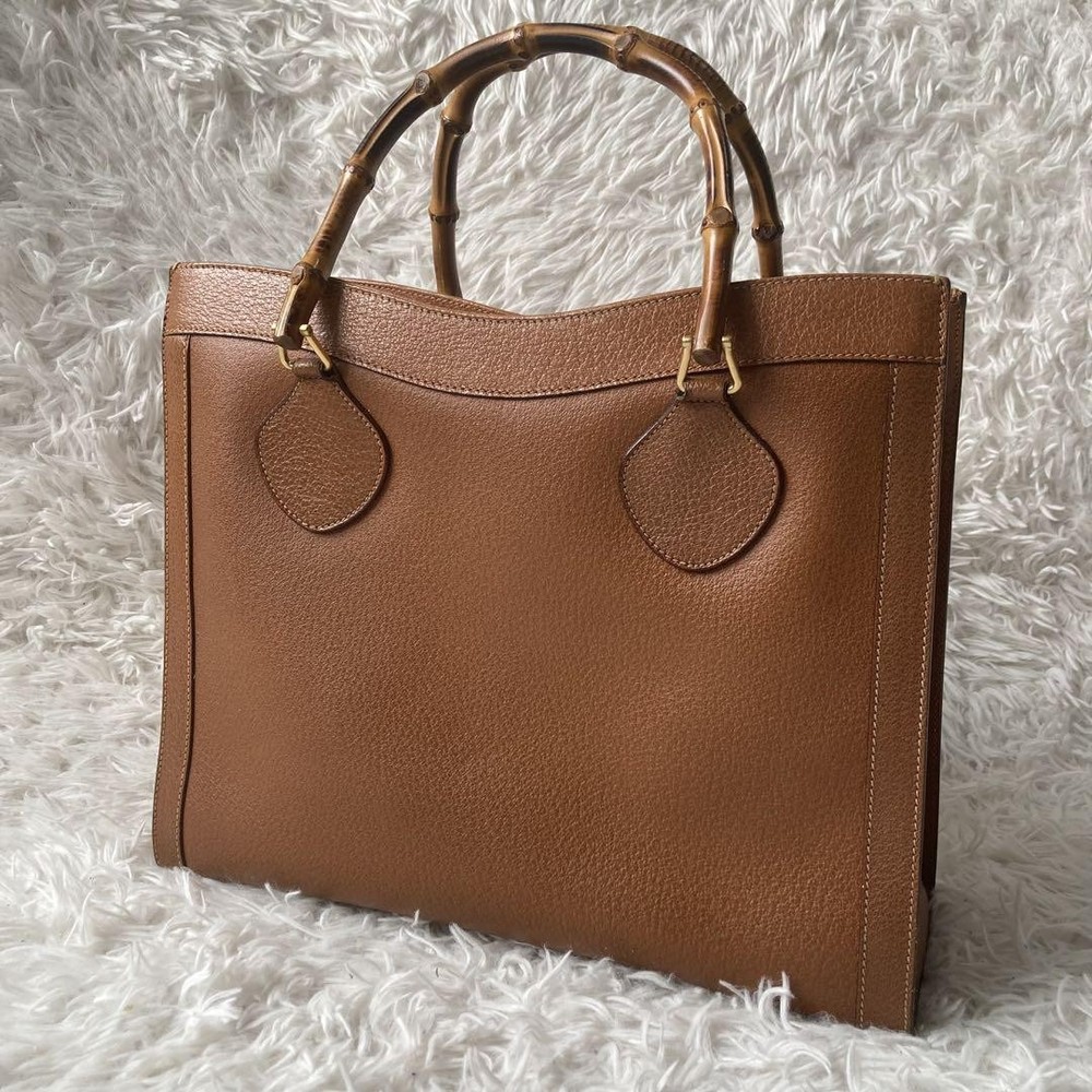 Gucci Diana Bamboo Handle Leather Tote Bag Brown Pre-Owned