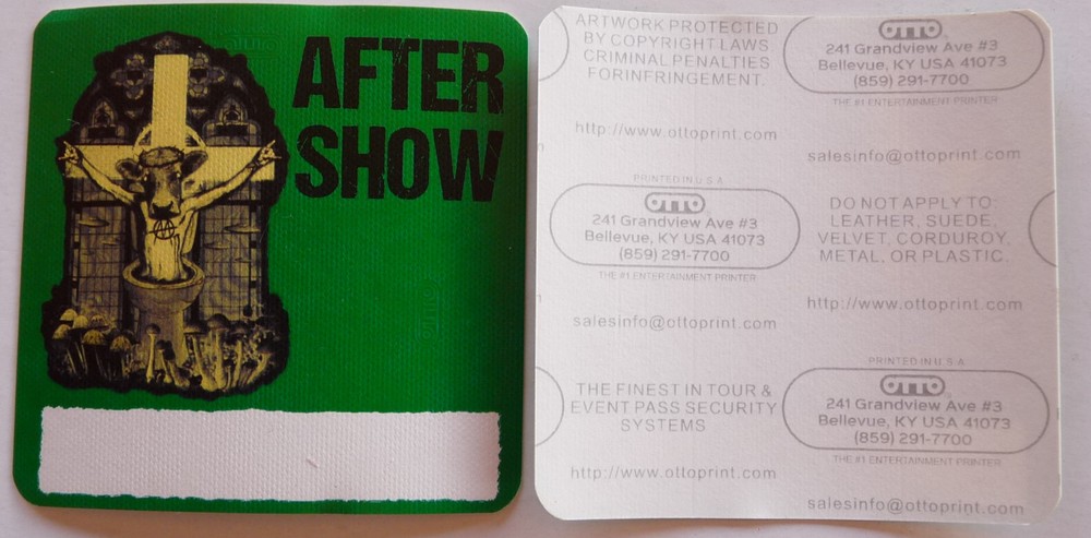 Ministry Concert Tour Green After Show Backstage Pass D15