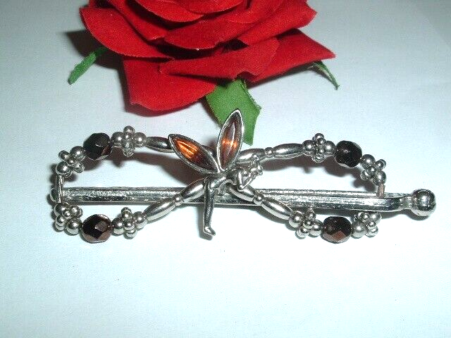 Small Lilla Rose Amber Glass Disney Tinkerbell Hair Clip NWT