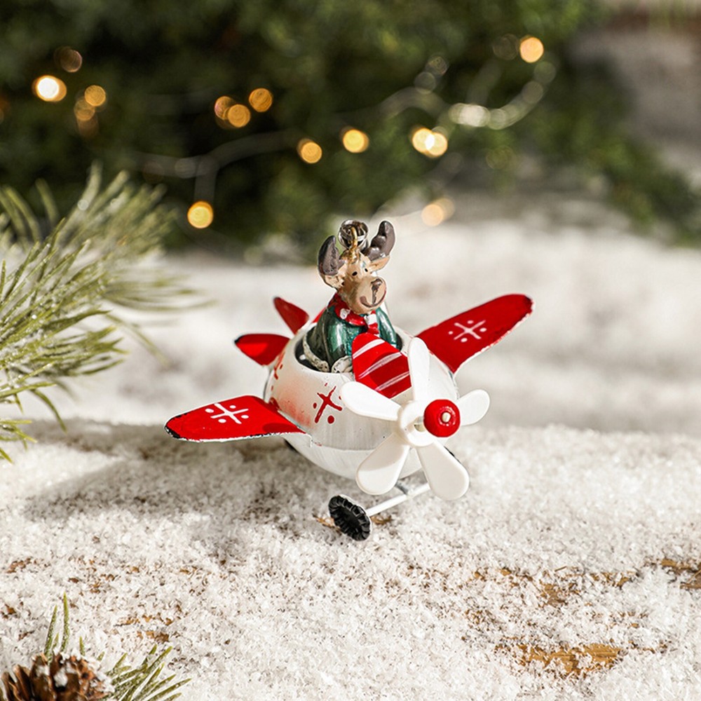 Retro Iron Christmas Pendant Antique Style Santa Claus Airplane Christmas Tree