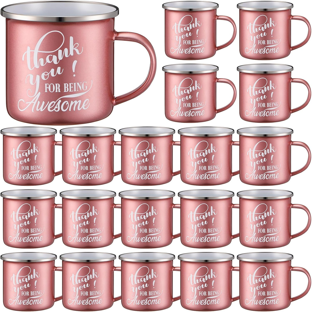 20 Pcs Thank You Gifts 12Oz Enamel Coffee Mugs Bulk with Handle for Employee App