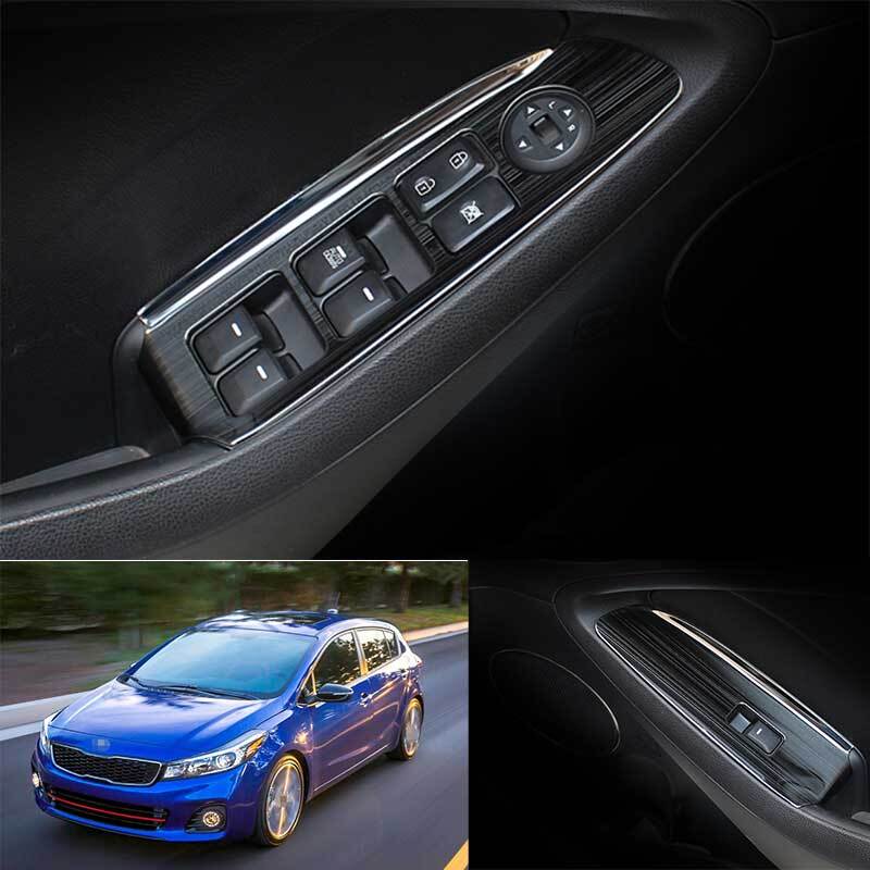 Black Titanium Window Lift Lock Switch Panel Trim 4PC For Kia Forte K3 14-2018