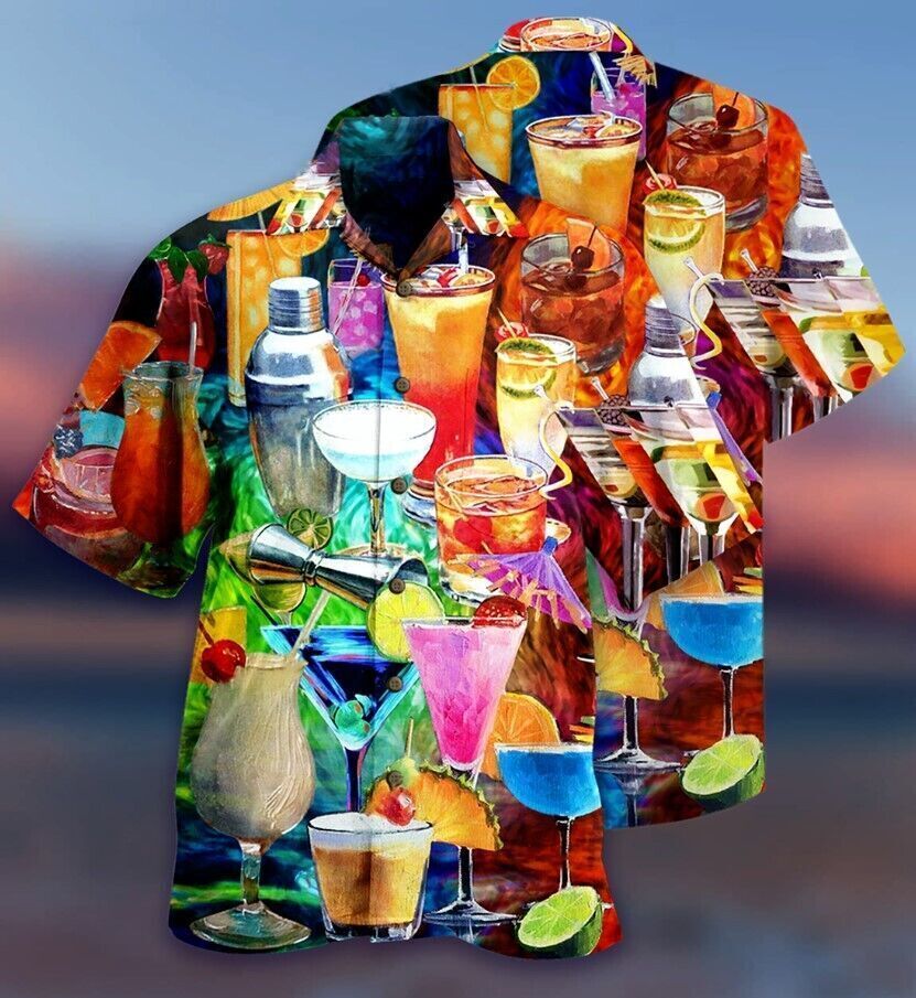 Cocktail Fruit Hawaiian Shirt Cocktail Drink Hawaii 3D Summer Beach Shirt For Fa