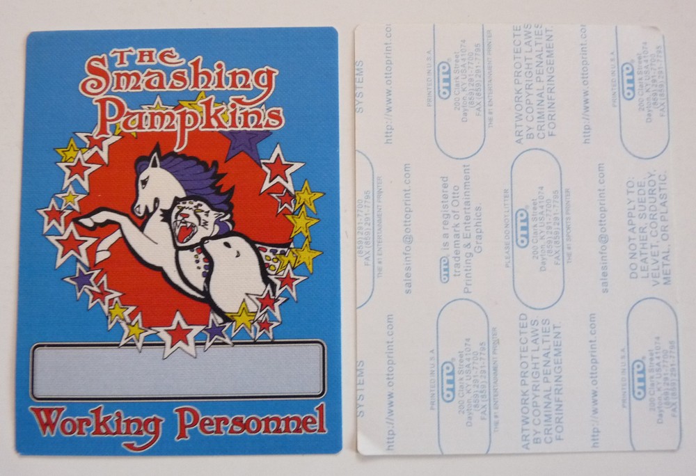 Smashing Pumpkins 2010 Tour Concert Blue Working Access Backstage Pass D4
