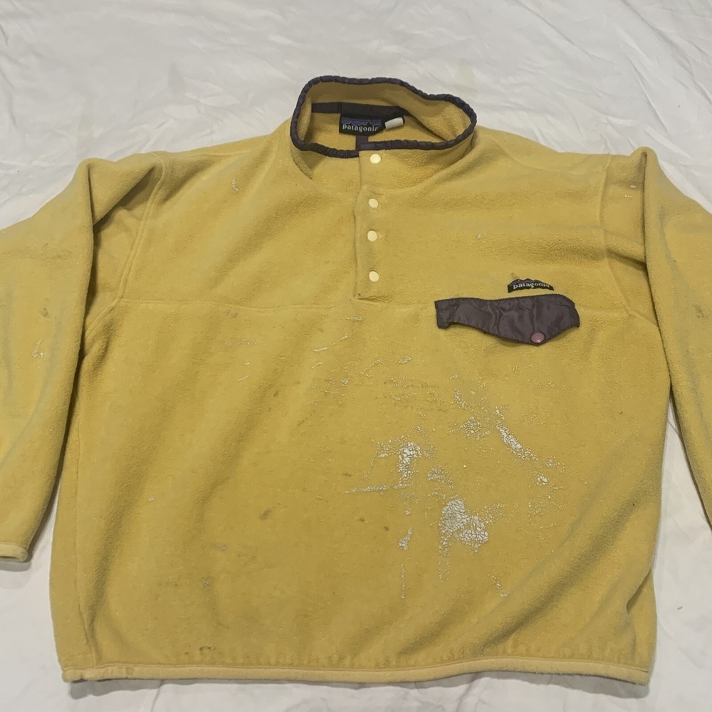 1997 Vintage Patagonia Synchilla Snap-T Fleece M Butterscotch Distressed