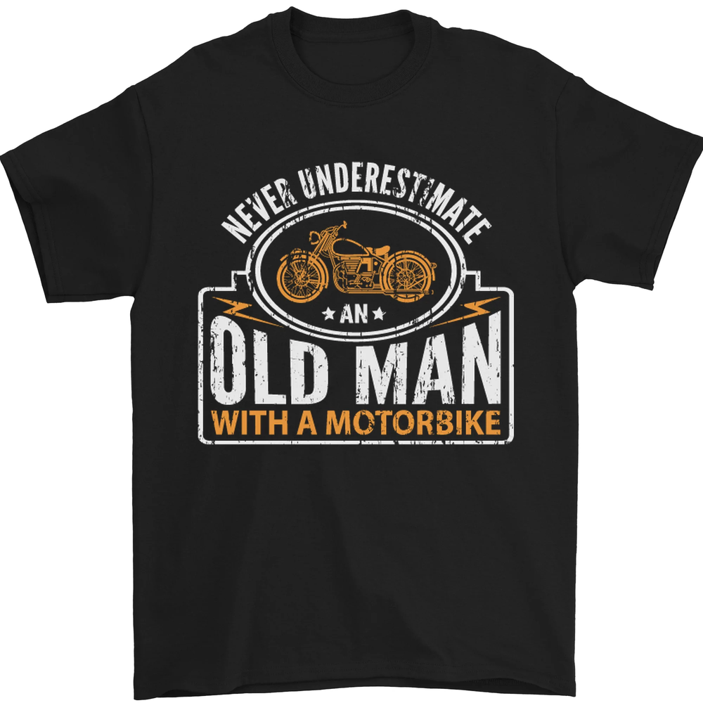 Old Man Motorcycle Motorbike Biker Funny Mens T-Shirt 100% Cotton