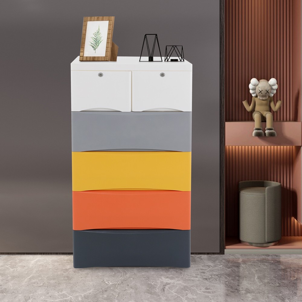 5-Tier Plastic 5 Drawers Dresser Storage Cabinet Bedroom Chest Closet Organizer