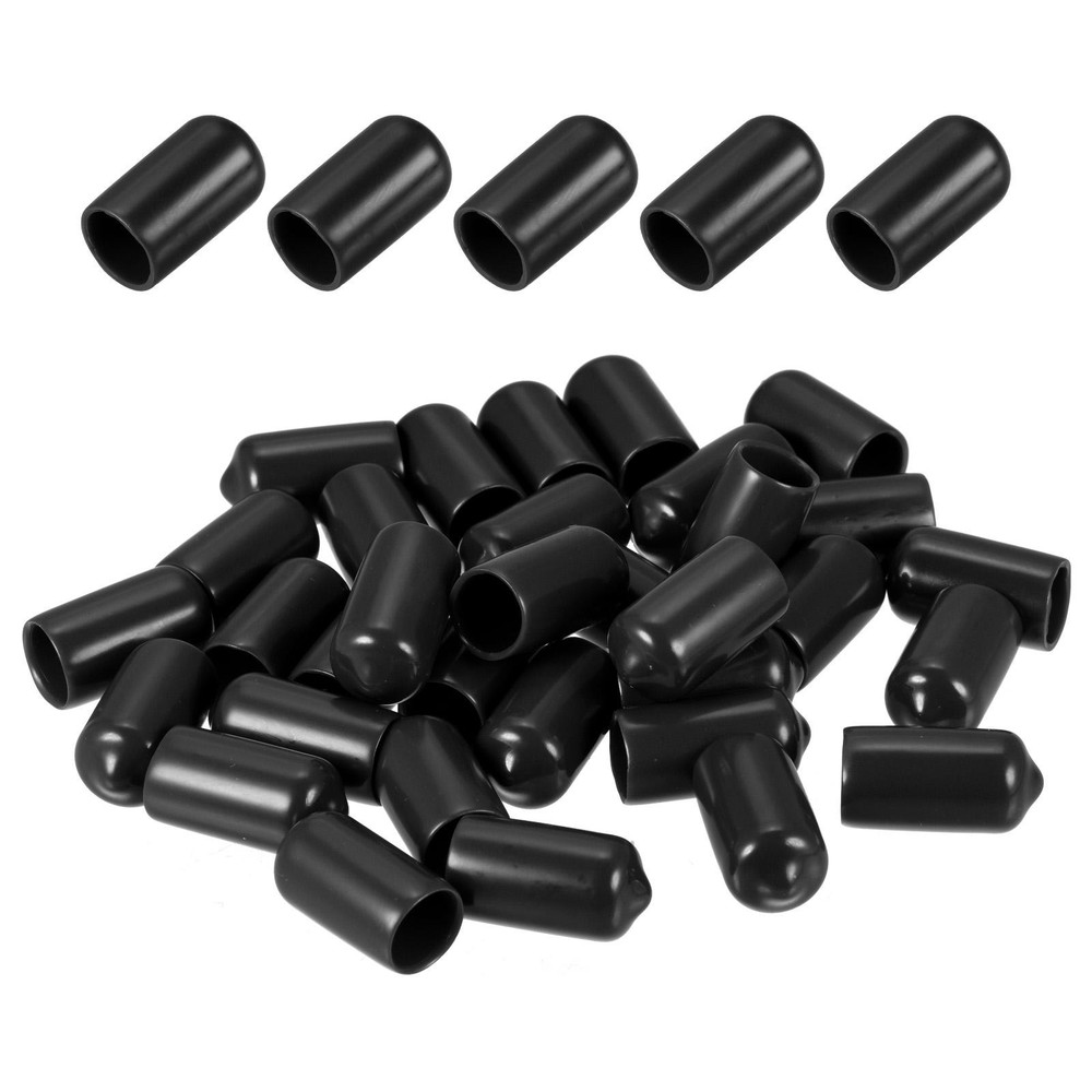 80-Pack 10mm Black Rubber Screw Thread End Caps for Bolts