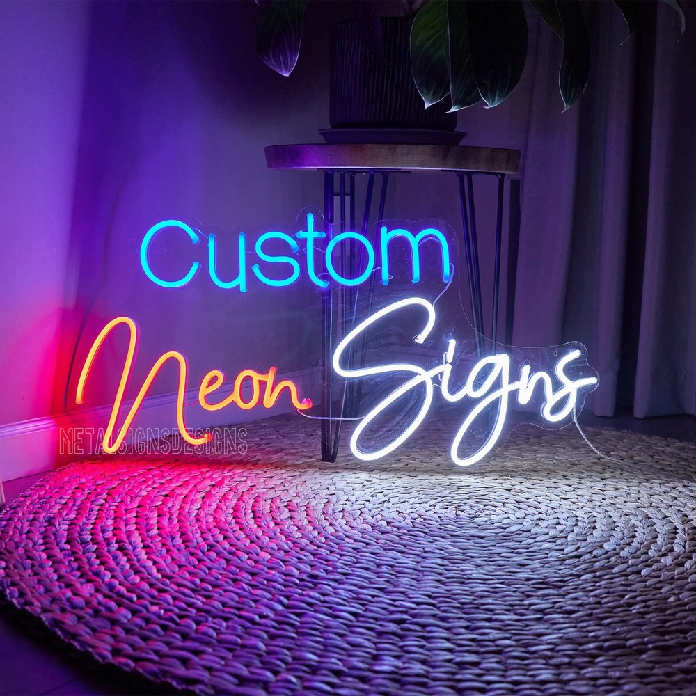 Personalized Neon Sign Custom LED Neon Acrylic Back Personalized Text Logo Signs