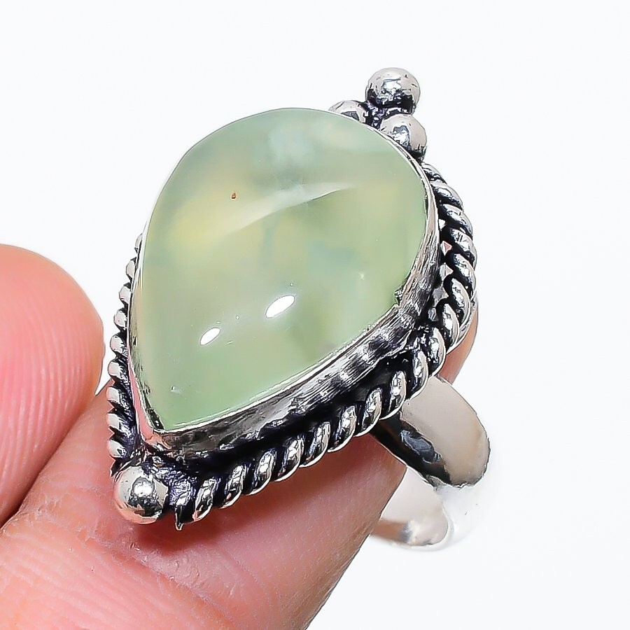 Prehnite Gemstone Adjustable Handmade Ring KR-116