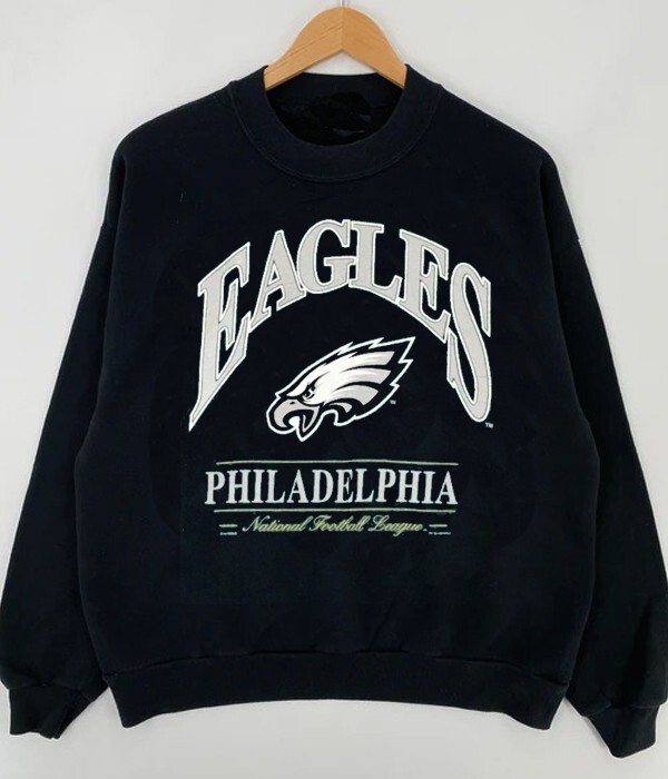 Philadelphia Eagles NFL Football Basic black Reprint Sweatshirt vtg HN0063
