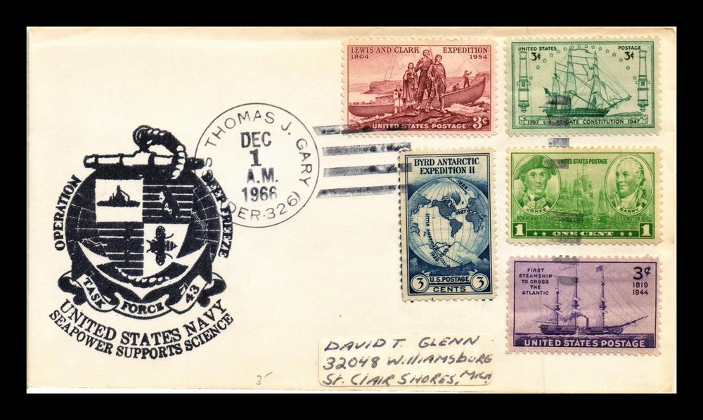 DR JIM STAMPS US COVER USS THOMAS J GARY NAVAL CANCEL OPERATION DEEP FREEZE