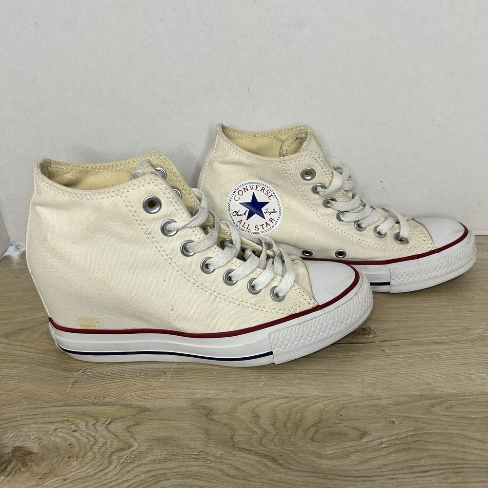 Converse Chuck Taylor Lux Wedge Ivory Hidden Heel Womens Size 6.5