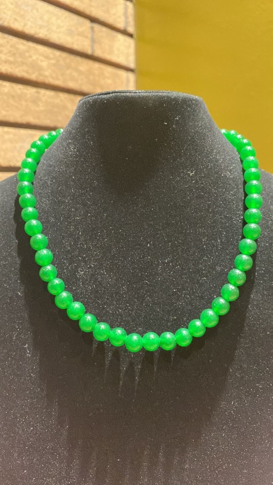 8MM Dark Jade Stretch Beaded Necklace Bracelet Anklet Set