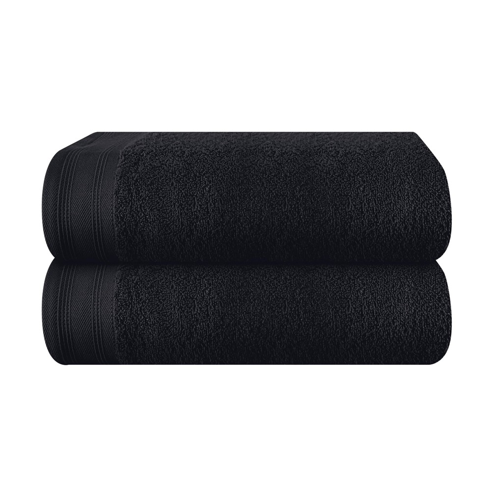 Cotton 2 Pack Oversized Bath Towels 28x55 Ultra Absorbent Lightweight Black