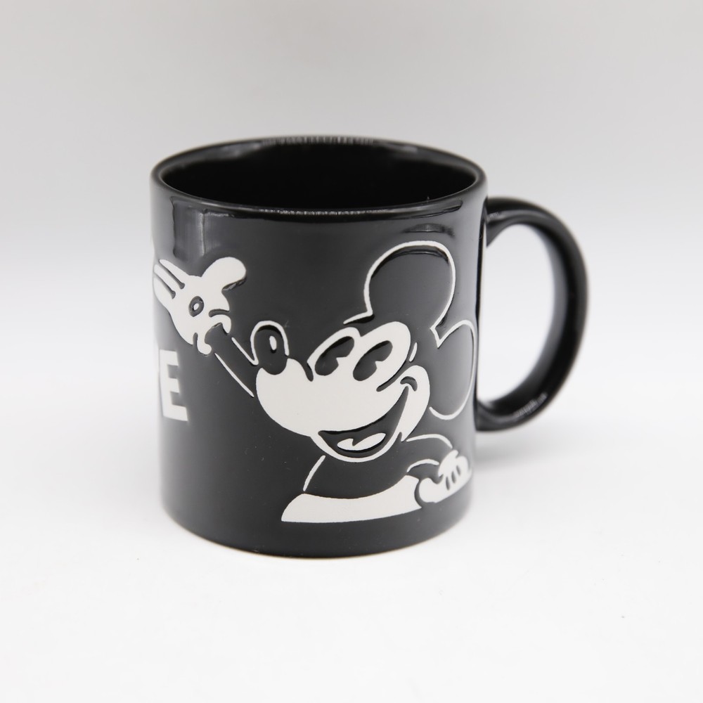 Disney Mickey Mouse Black and White Coffee Mug Cup 3D Etched Art Deco Design