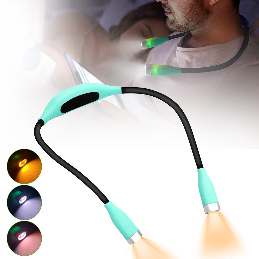 USB Rechargeable LED Neck Light Hands-Free Book Light for Reading in Bed Camping
