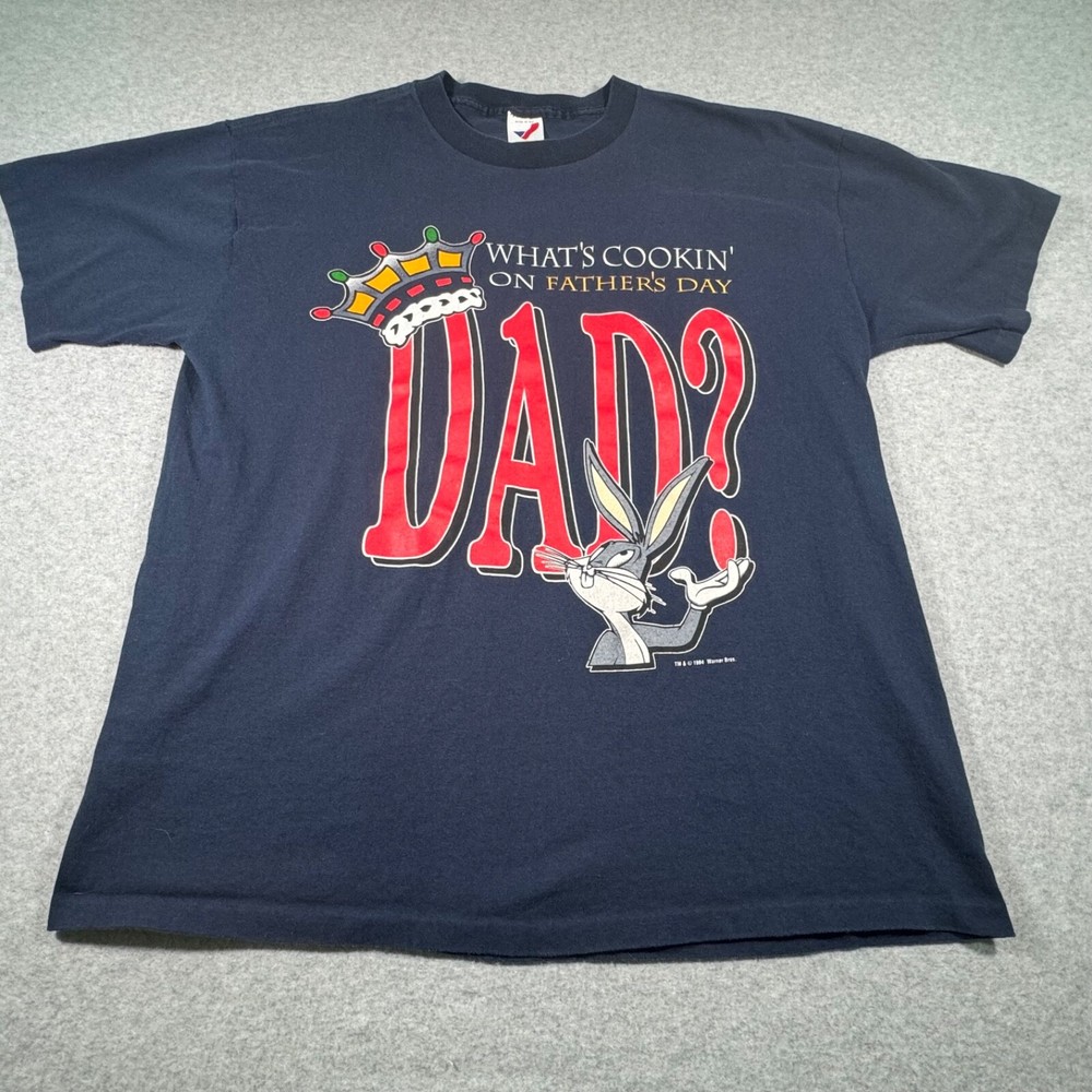 Vintage Warner Brothers Fathers Day Shirt Adult XL Black Single Stitch-image
