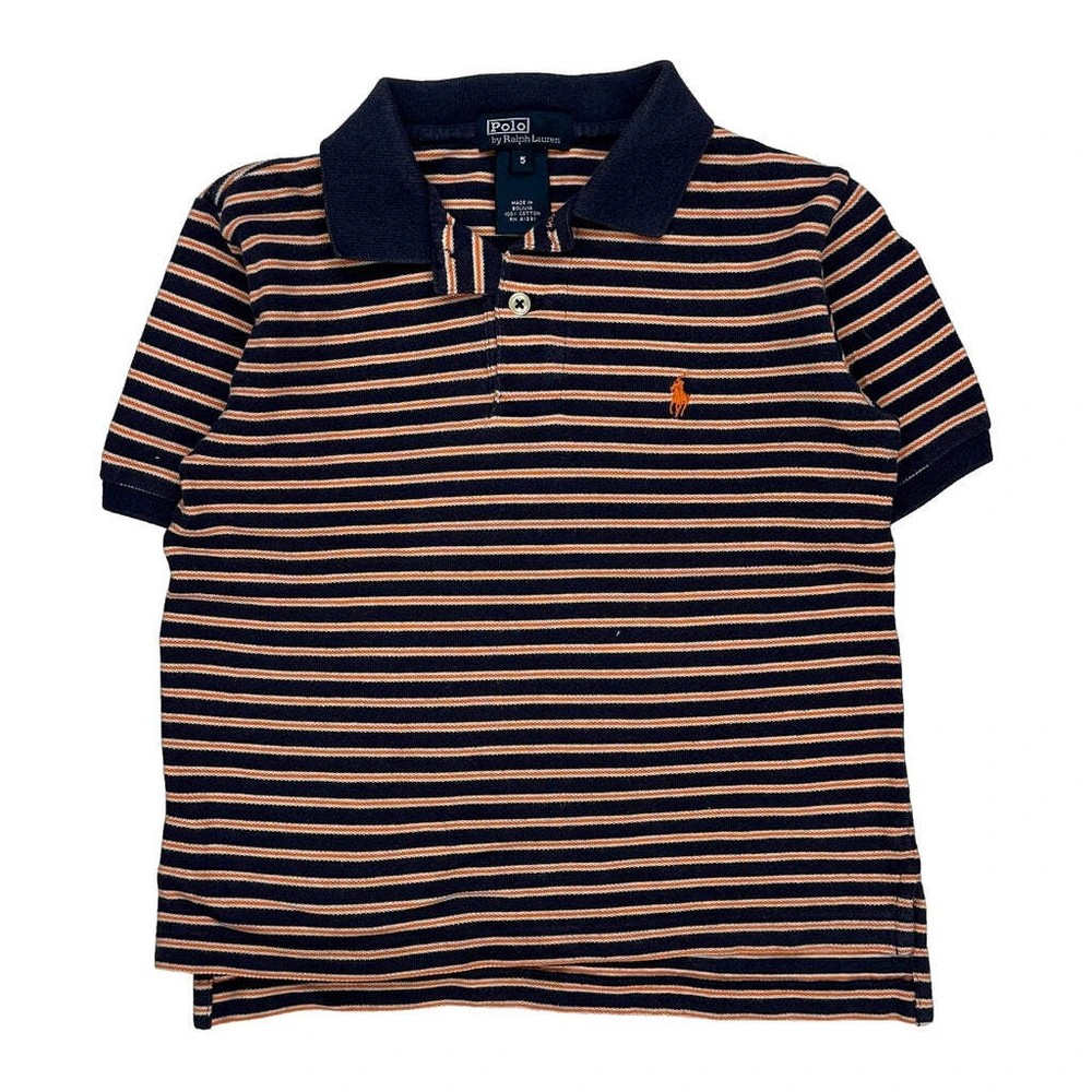 Age 5 Polo By Ralph Lauren Striped Polo Shirt - XS Navy Cotton