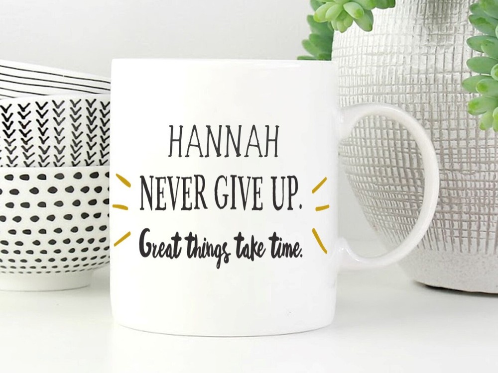 Never Give Up Personalised Mug Inspirational Gift Motivational Gift Uplifting